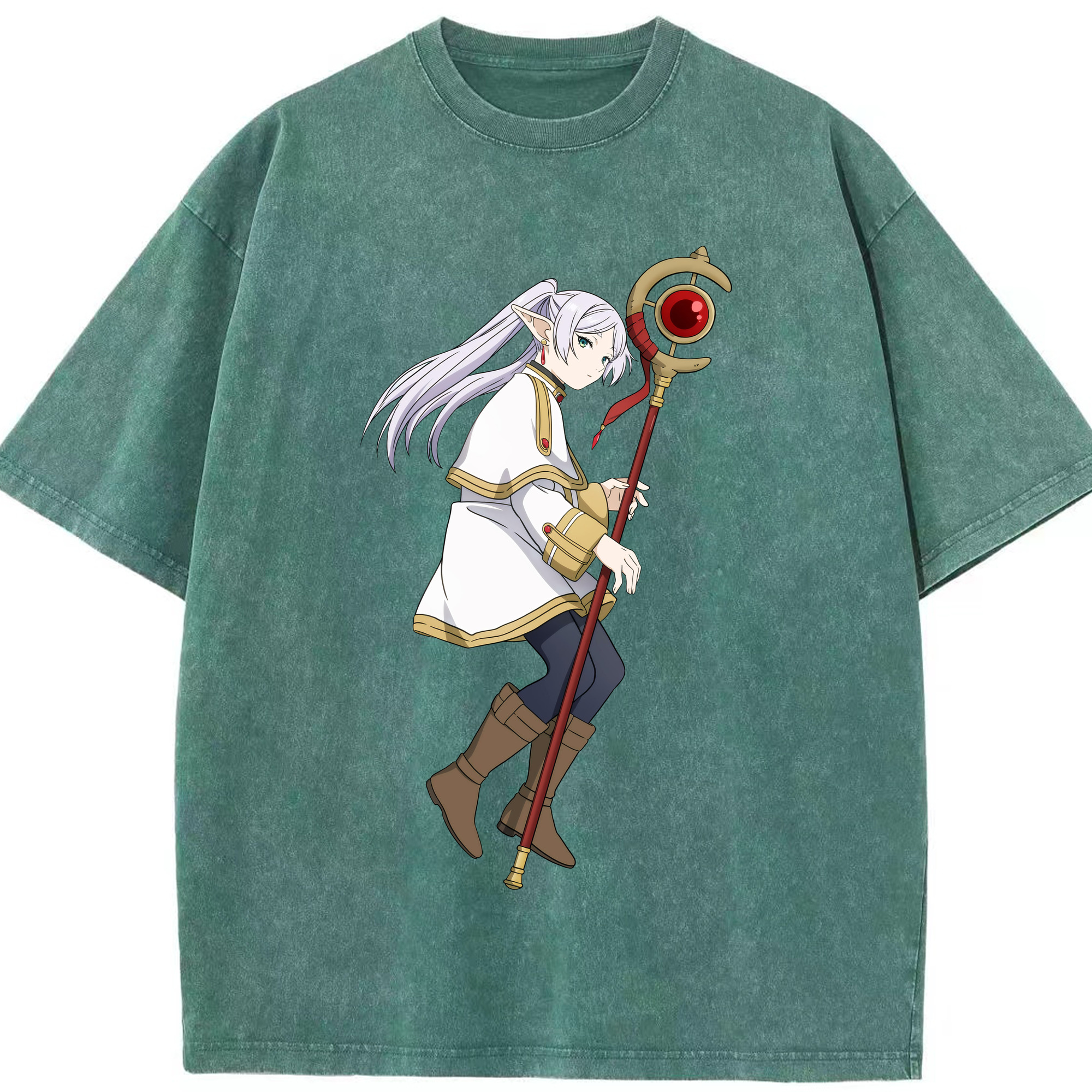 （画像用） 葬送のフリーレン Frieren 綿100% ヴィンテージ風 半袖Tシャツ（フロントプリント）
